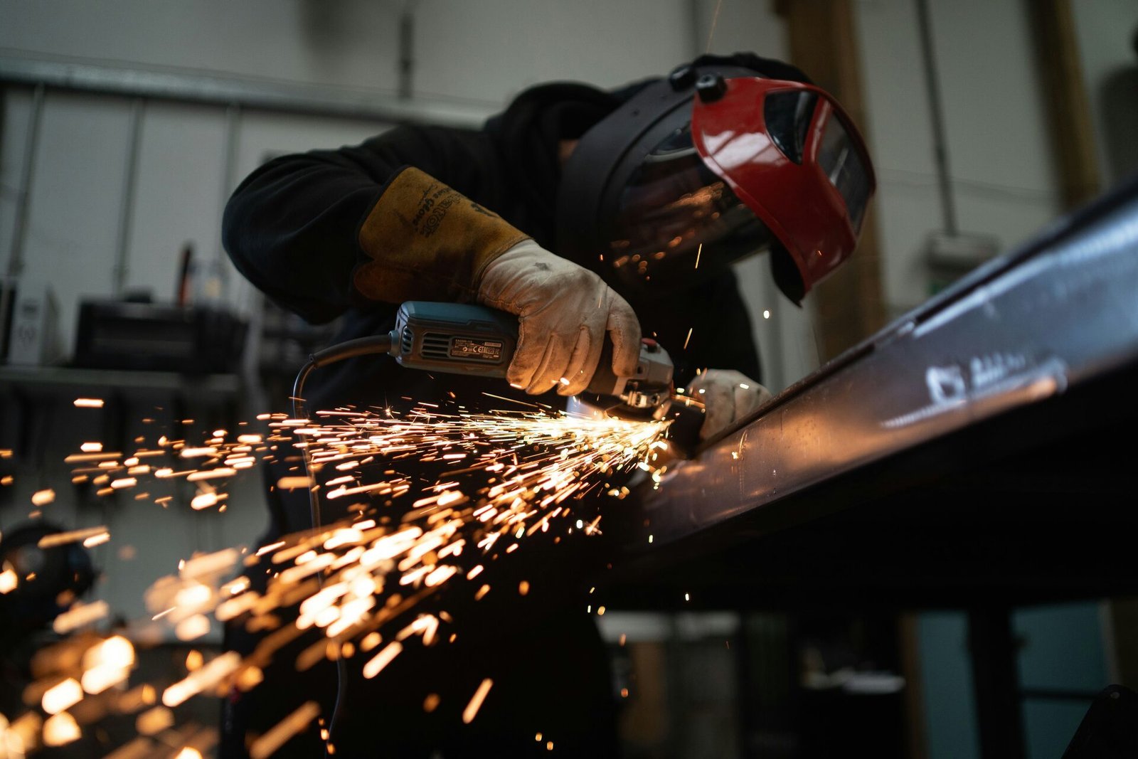 Steel grinding in the Asgard Engineering workshop
